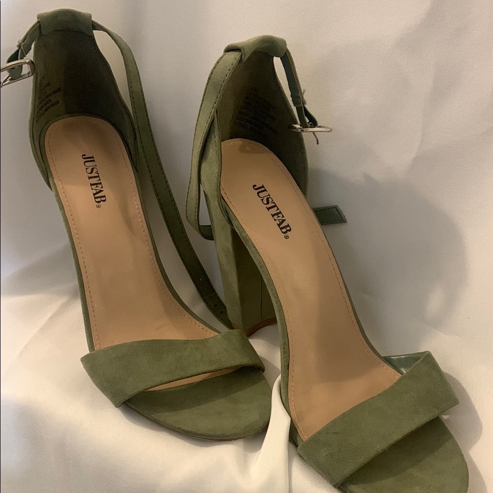 JustFab Olive Green Block Heels